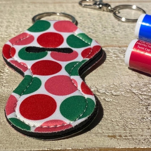 NEW 3 for $20 Lip Balm Holder Keychain LIPSTICK KEYCHAIN HOLDER Polka Dot - Picture 5 of 5